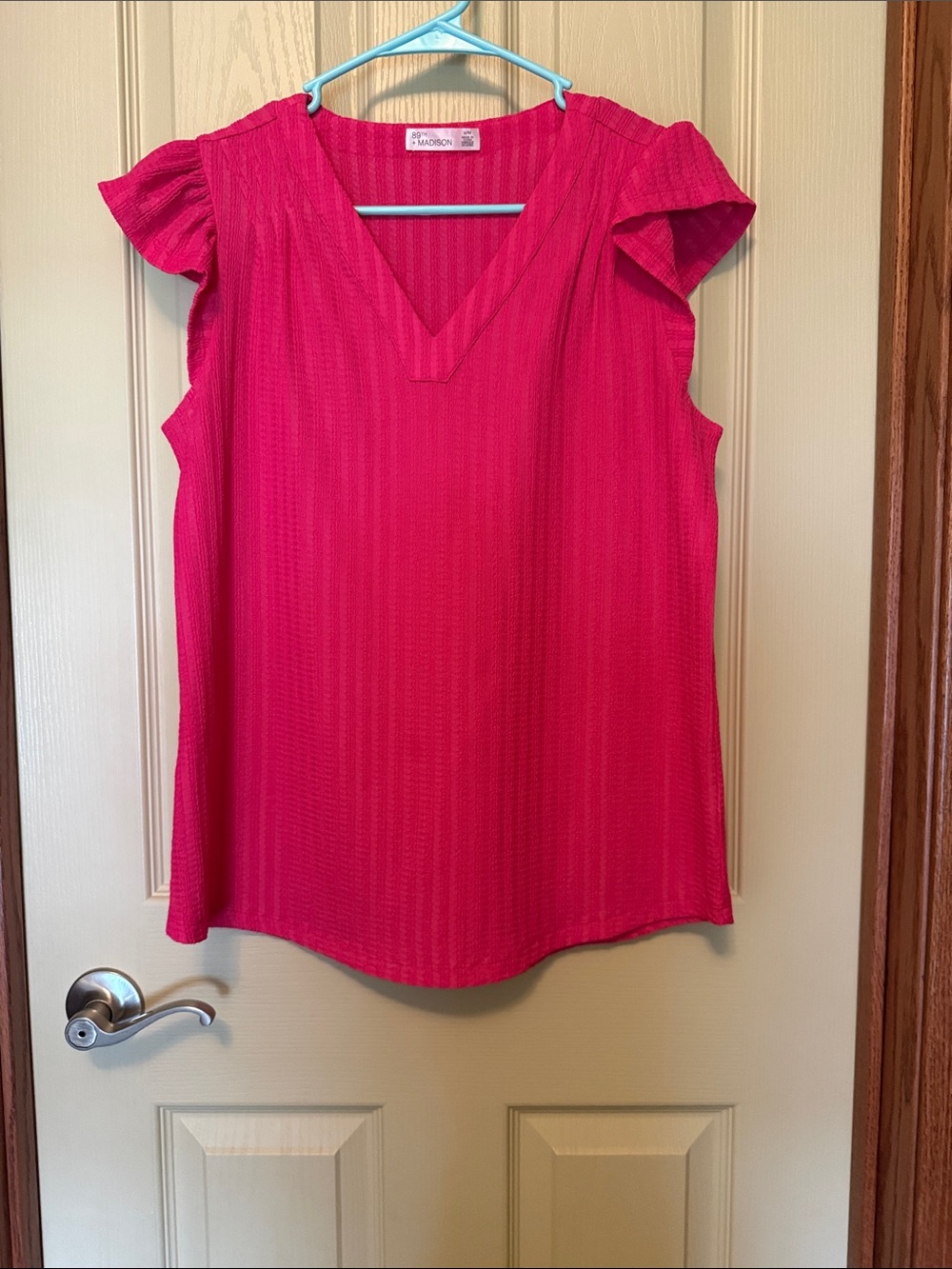 Madison Vibrant Pink V-Neck Flutter Sleeve Camisole